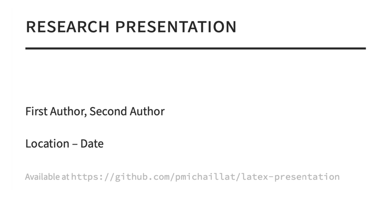 Presentation slide produced with template